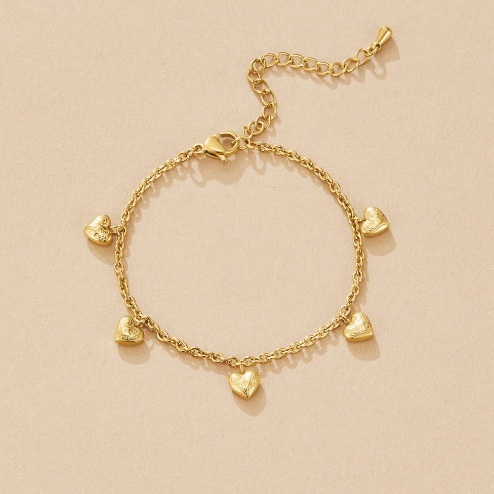 Gold Heart Charm Bracelet