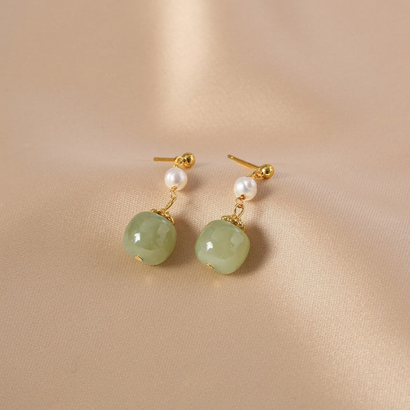 Jade Pearl Drop Earrings