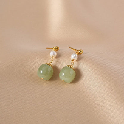 Jade Pearl Drop Earrings