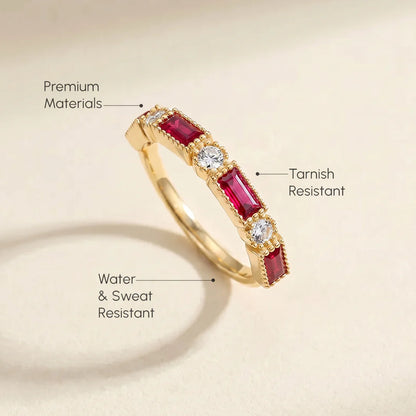 Personalized Round and Baguette Birthstone Ring
