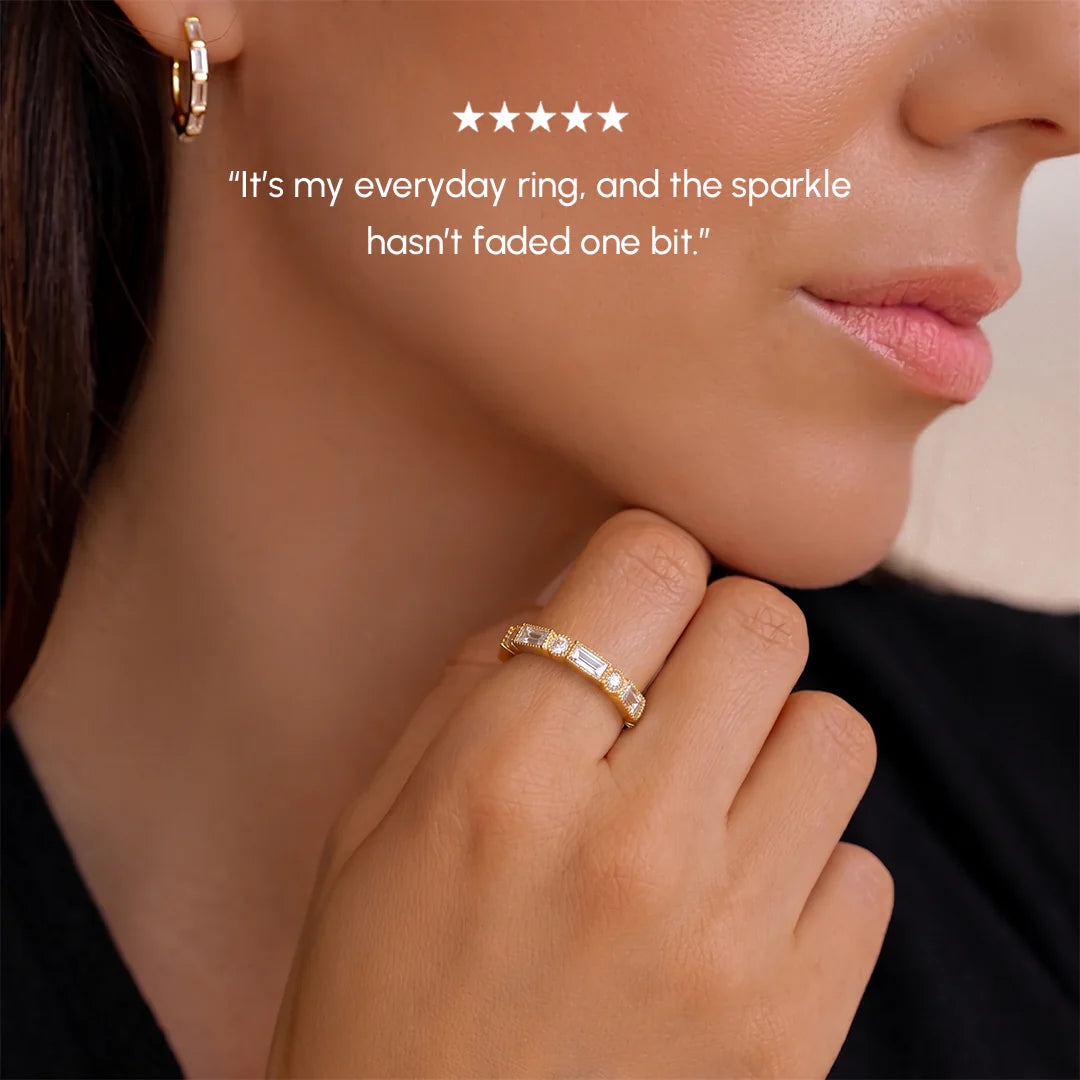 Personalized Round and Baguette Birthstone Ring