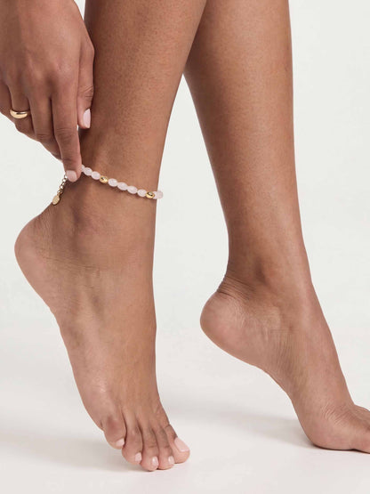 Rose Polished Pebble Anklet