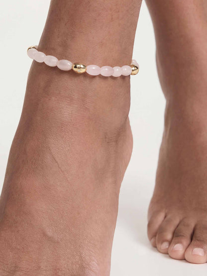 Rose Polished Pebble Anklet