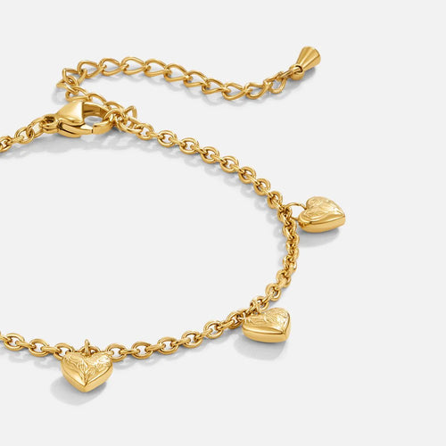 Gold Heart Charm Bracelet
