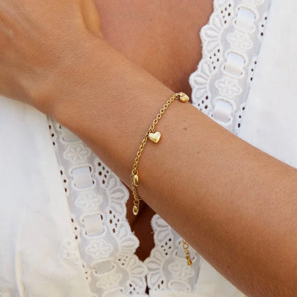 Gold Heart Charm Bracelet