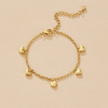 Gold Heart Charm Bracelet