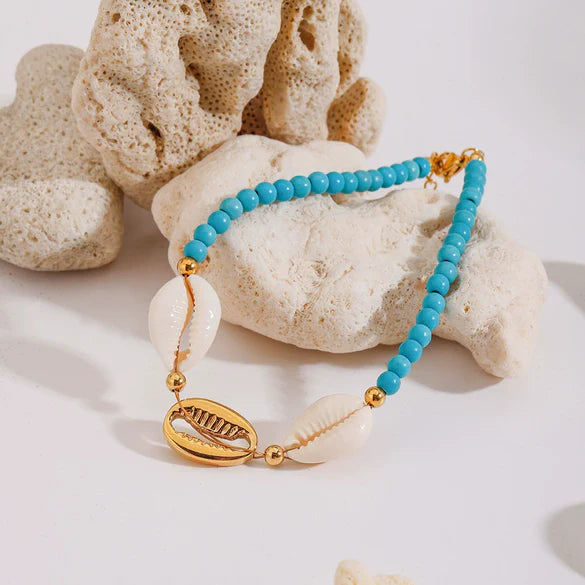 Steel Blue Turquoise Anklet for Women