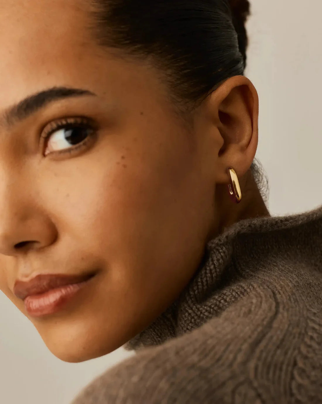 Chubby Oval Small Hoop Earrings