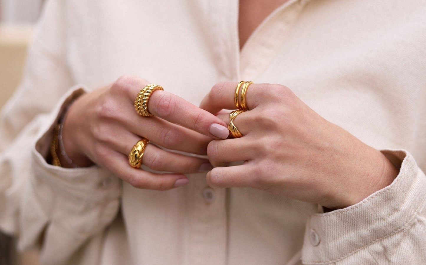 Golden weave ring