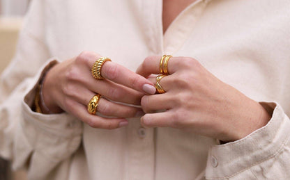Golden weave ring