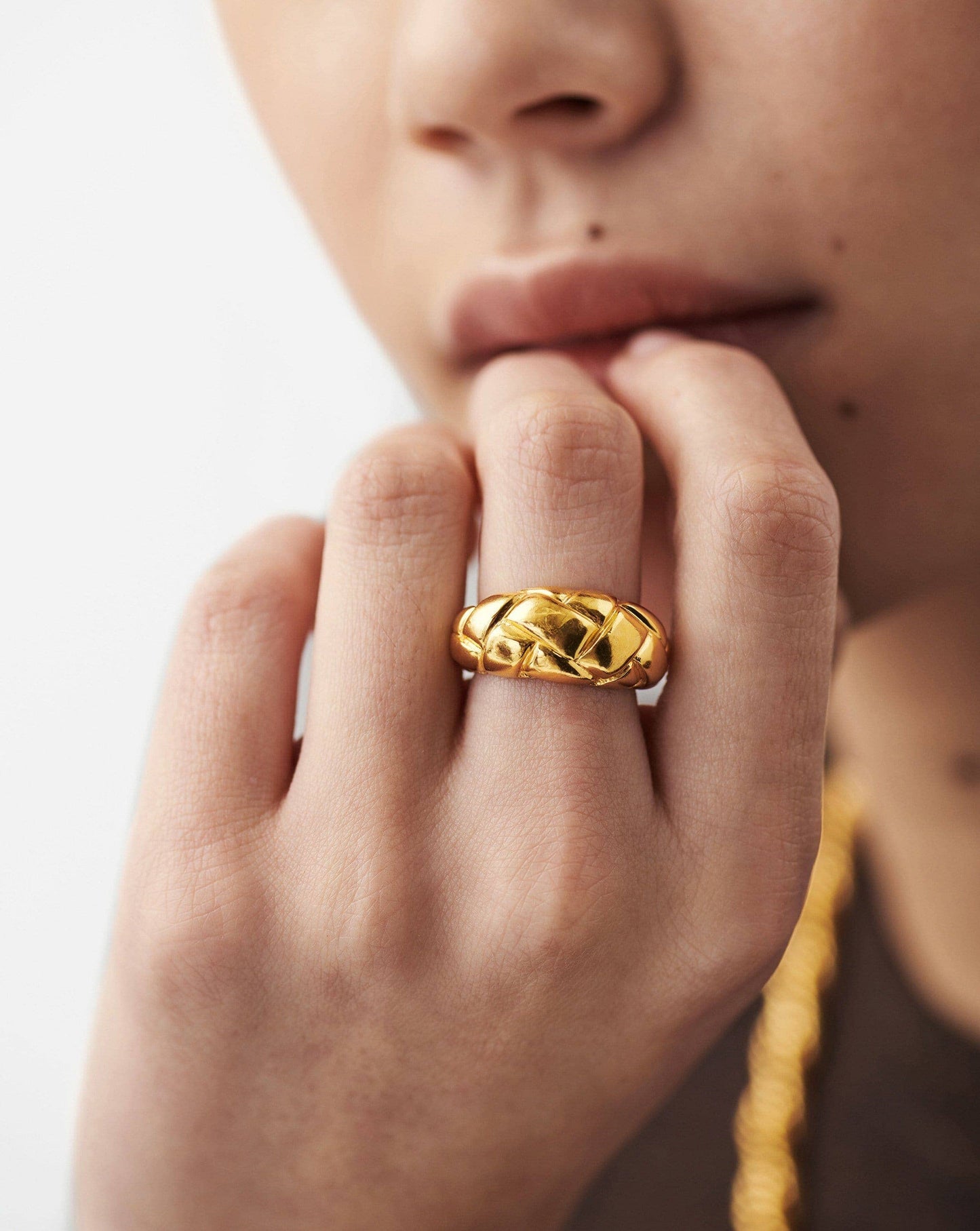 Golden weave ring
