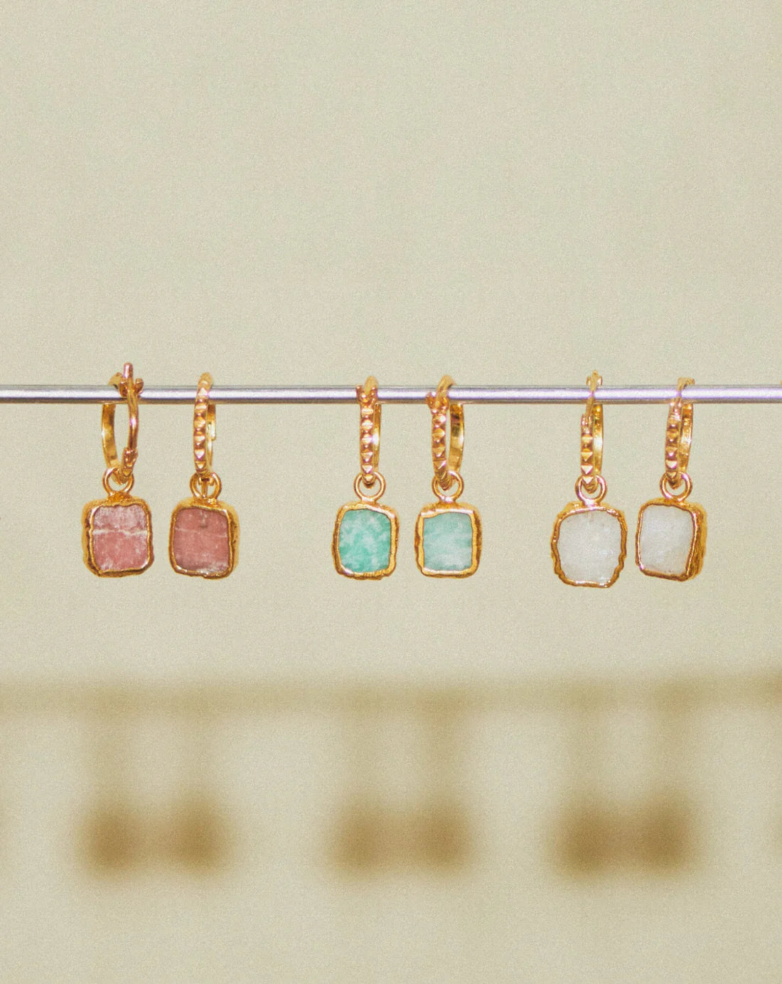 Mini Pyramid Charm Hoop Earrings
