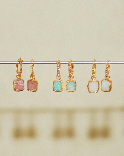 Mini Pyramid Charm Hoop Earrings