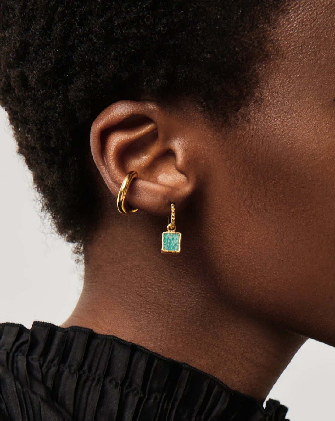 Mini Pyramid Charm Hoop Earrings
