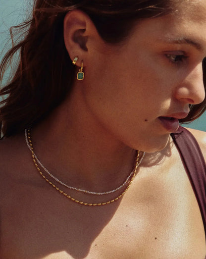 Mini Pyramid Charm Hoop Earrings