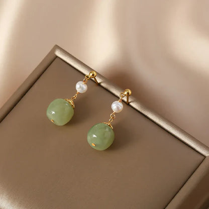 Jade Pearl Drop Earrings