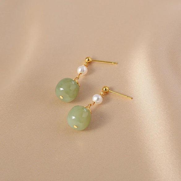 Jade Pearl Drop Earrings