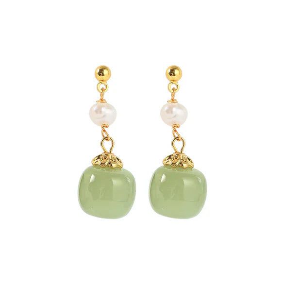 Jade Pearl Drop Earrings