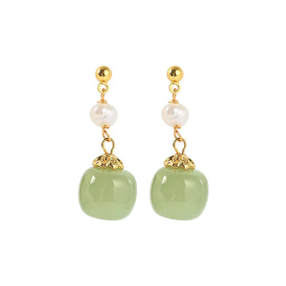 Jade Pearl Drop Earrings