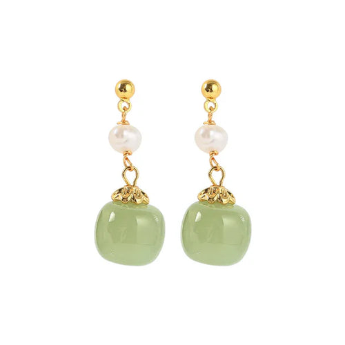Jade Pearl Drop Earrings