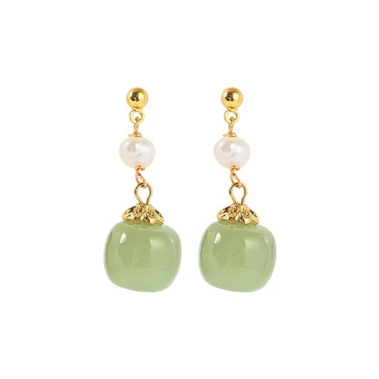 Jade Pearl Drop Earrings