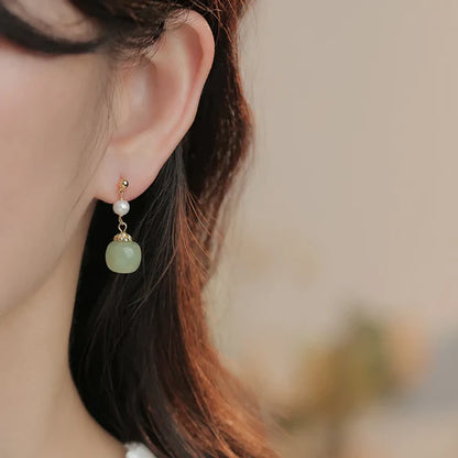 Jade Pearl Drop Earrings